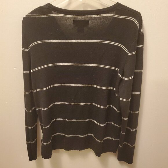 Women's Worthington Cardigan Sweater, Size XL, Black White Stripe, Great Cond! - Picture 3 of 3